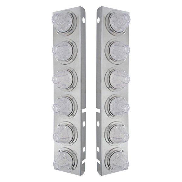 United Pacific® - Front Air Cleaner Chrome LED Parking Lights with 12 x 11 LED 2" Watermelon Lights