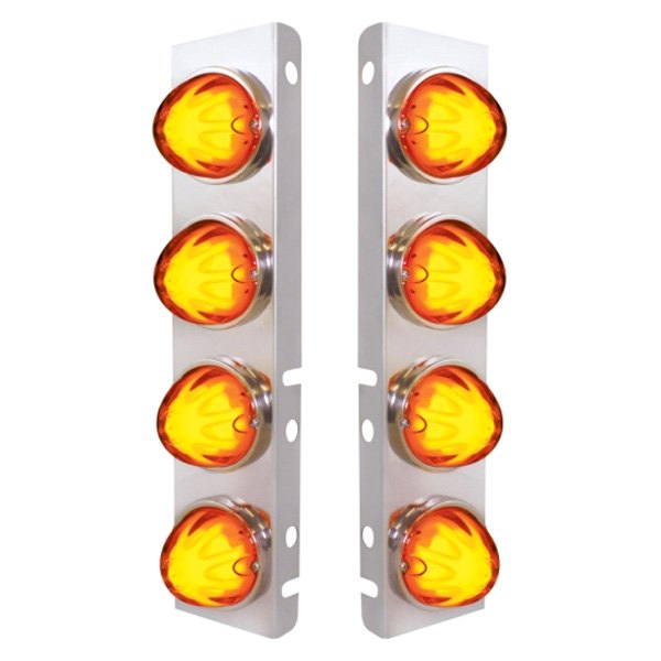 United Pacific® - Front Air Cleaner Chrome/Amber LED Parking Lights with 8 x 9 LED "GLO" Watermelon Lights