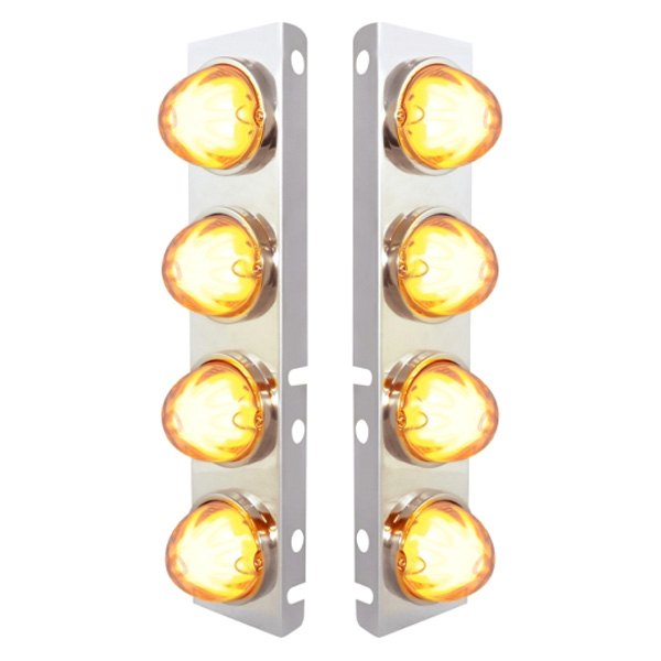 United Pacific® - Front Air Cleaner Chrome LED Parking Lights with 8 x 9 LED "GLO" Watermelon Lights