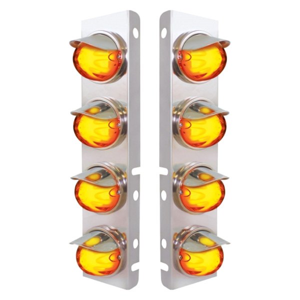 United Pacific® - Front Air Cleaner Chrome/Amber LED Parking Lights with 8 x 9 LED "GLO" Watermelon Lights