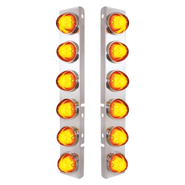 United Pacific® - Front Air Cleaner Chrome/Amber LED Parking Lights with 12 x 9 LED "GLO" Watermelon Lights