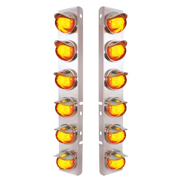 United Pacific® - Front Air Cleaner Chrome/Amber LED Parking Lights with 12 x 9 LED Dual Function "GLO" Watermelon Lights