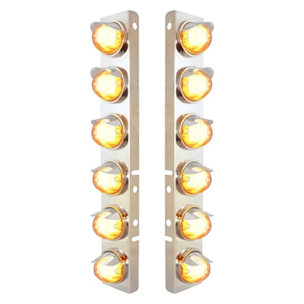 United Pacific® - Front Air Cleaner Chrome LED Parking Lights with 12 x 9 LED Dual Function "GLO" Watermelon Lights