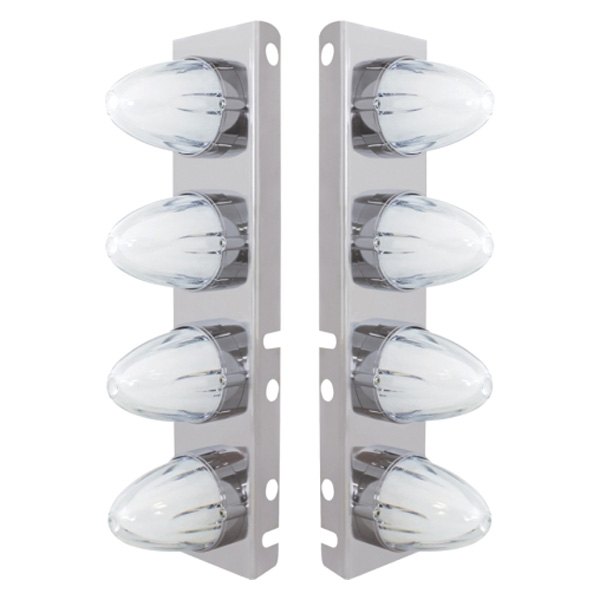 United Pacific® - Front Air Cleaner Chrome LED Parking Lights with 8 x 9 LED Dual Function "GLO" Watermelon Lights