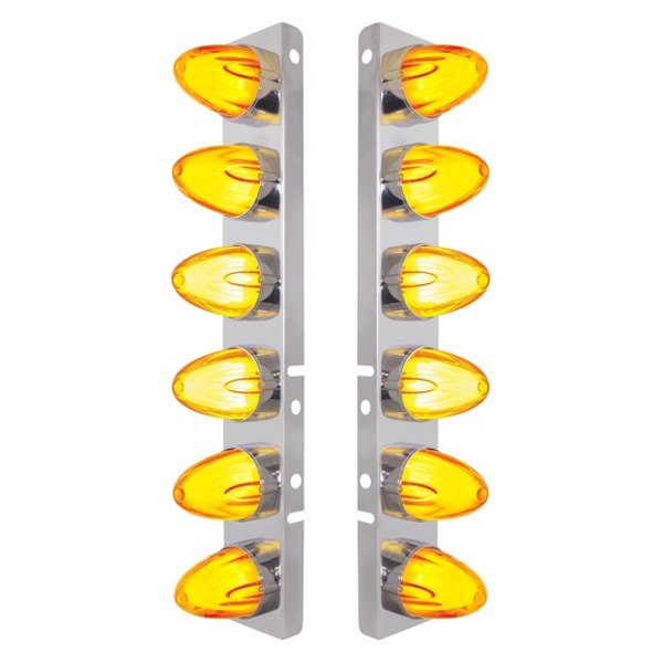 United Pacific® - Front Air Cleaner Chrome/Amber LED Parking Lights with 12 x 9 LED Dual Function "GLO" Watermelon Grakon Lights