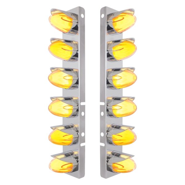 United Pacific® - Front Air Cleaner Chrome LED Parking Lights with 12 x 9 LED Dual Function "GLO" Watermelon Grakon Lights