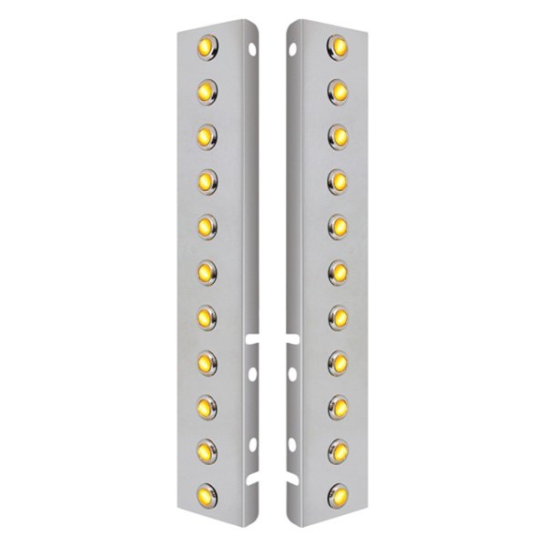United Pacific® - Front Air Cleaner Chrome/Amber LED Parking Lights with 22 x 3 LED Mini Diamond Lights