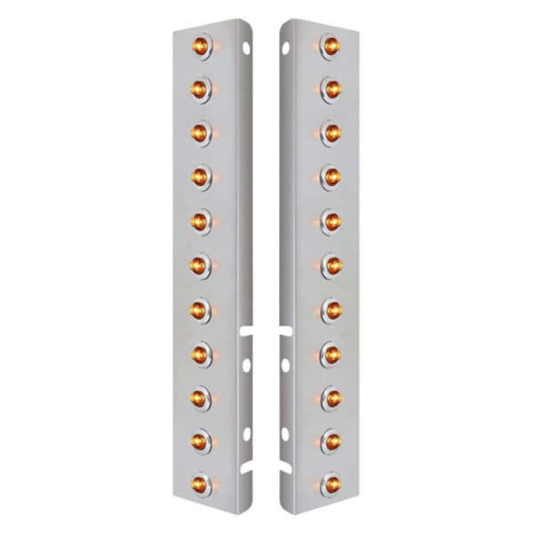 United Pacific® - Front Air Cleaner Chrome/Amber LED Parking Lights with 22 x 2 LED Mini Lights