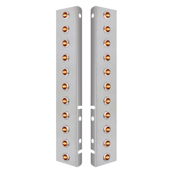 United Pacific® - Front Air Cleaner Chrome/Amber LED Parking Lights with 22 x 3 LED Dual Function Mini Lights