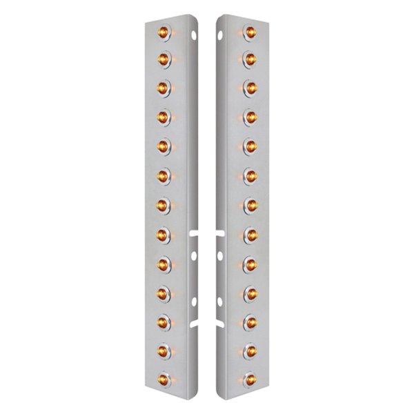 United Pacific® - Front Air Cleaner Chrome/Amber LED Parking Lights with 26 x 2 LED Mini Lights