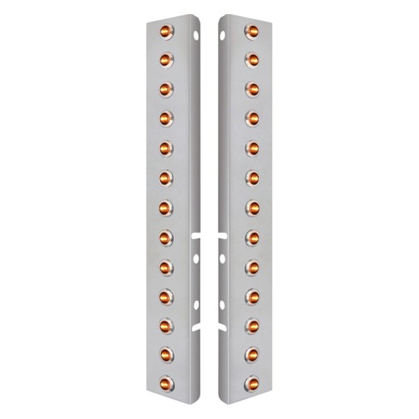 United Pacific® - Front Air Cleaner Chrome/Amber LED Parking Lights with 26 x 3 LED Dual Function Mini Lights