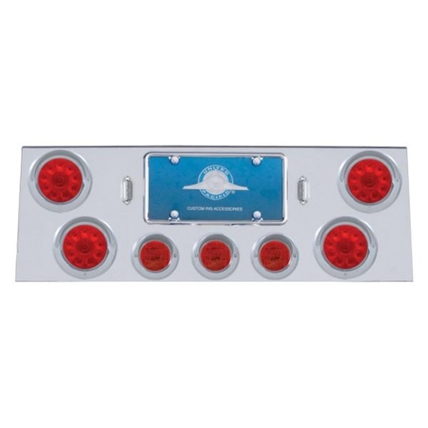 United Pacific® - LED Rear Center Panel with Four 10-LED 4" Lights and Three 13-LED 2.5" Lights and Visors