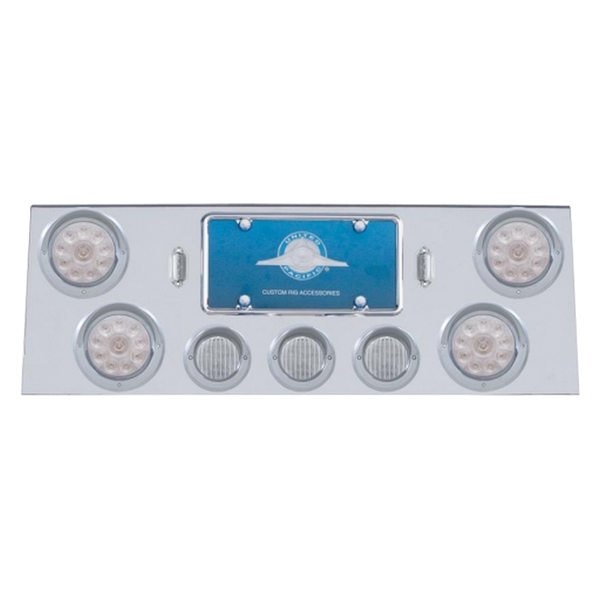 United Pacific® - LED Rear Center Panel with Four 10-LED 4" Lights and Three 13-LED 2.5" Lights and Visors