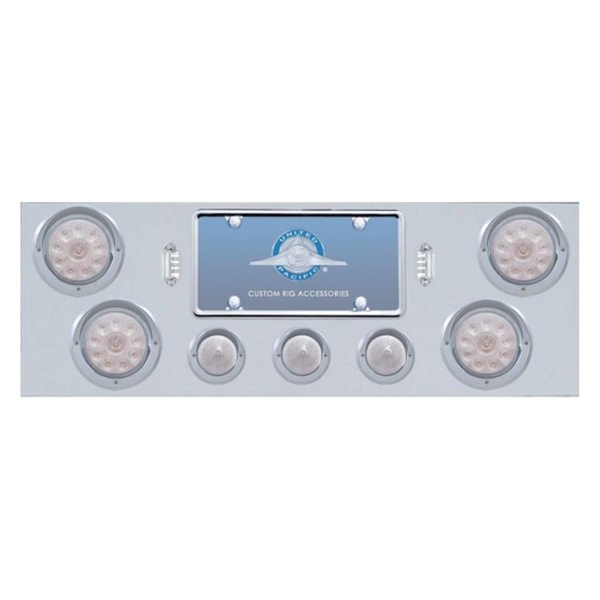 United Pacific® - LED Rear Center Panel with Four 10-LED 4" Light and Three 13-LED 2.5" Beehive Lights and Visors