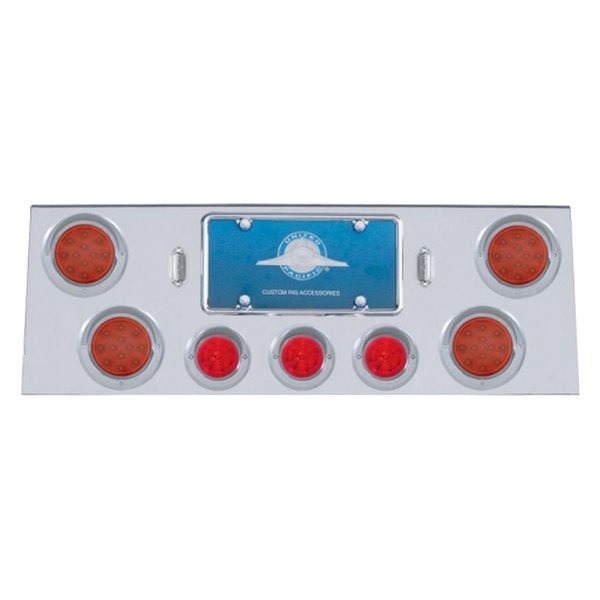 United Pacific® - LED Rear Center Panel with Four LED 4" Reflector Light and Three LED 2.5" Beehive Light and Visor