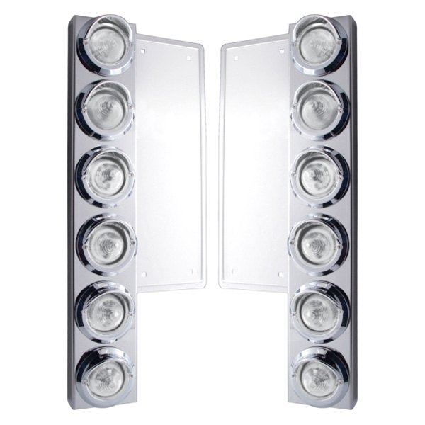 United Pacific® - Front Air Cleaner Chrome LED Parking Lights with 12 x 9 LED 2" Beehive Lights
