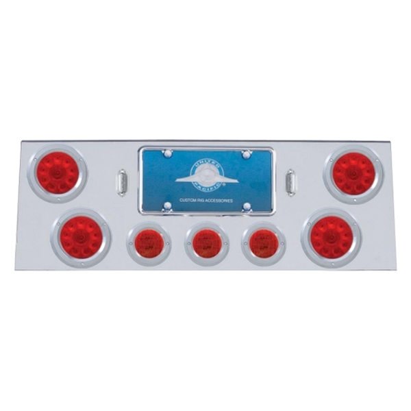 United Pacific® - LED Rear Center Panel with Four 10-LED 4" Lights and Three 13-LED 2.5" Lights and Bezel