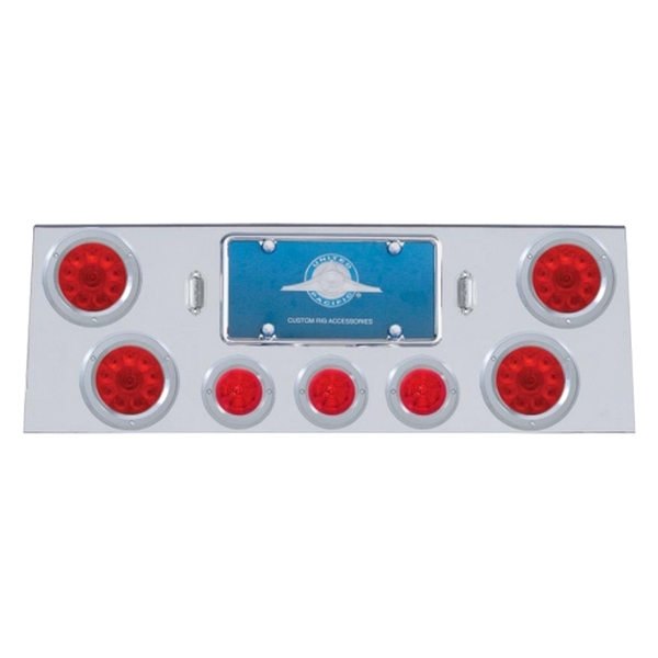 United Pacific® - LED Rear Center Panel with Four 10-LED 4" Light and Three 13-LED 2.5" Beehive Lights and Bezels