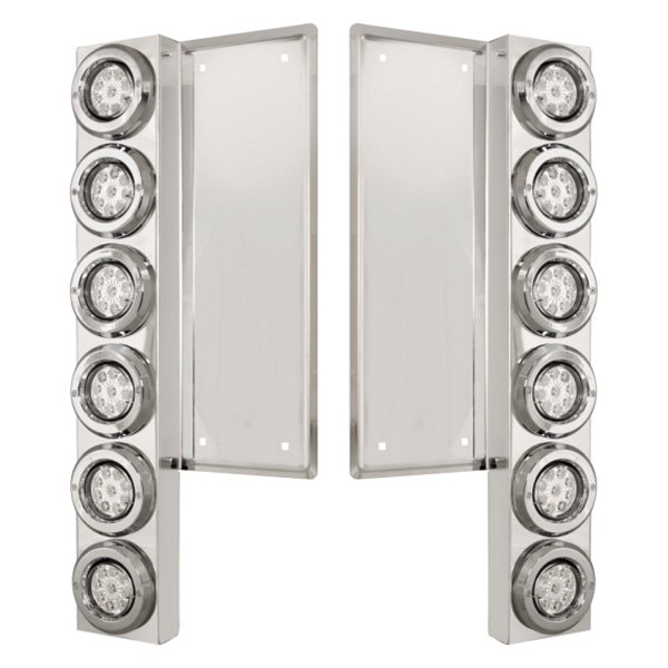United Pacific® - Front Air Cleaner Chrome LED Parking Lights with 12 x 9 LED 2" Reflector Lights