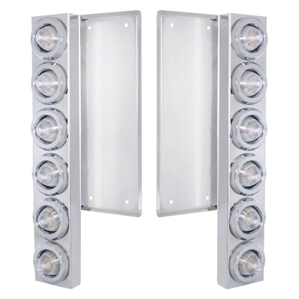 United Pacific® - Front Air Cleaner Chrome LED Parking Lights with 12 x 9 LED 2" Beehive Lights