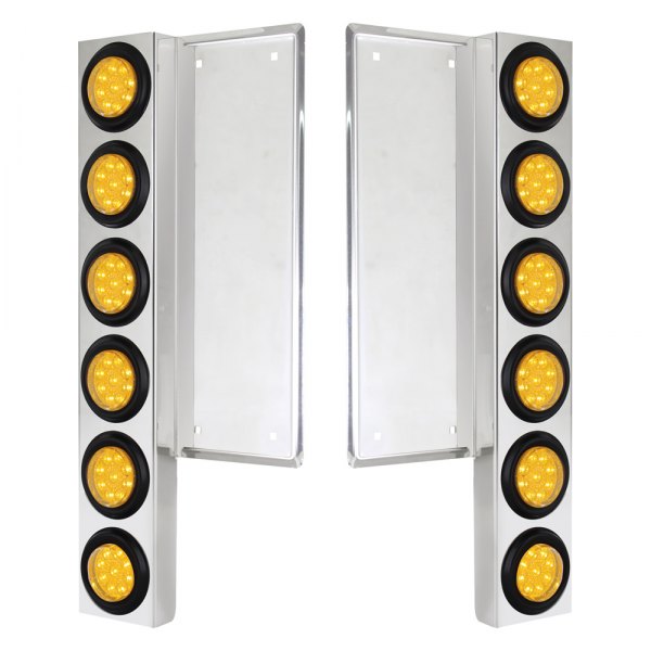 United Pacific® - Front Air Cleaner Chrome/Amber LED Parking Lights with 12 x 9 LED 2" Reflector Lights