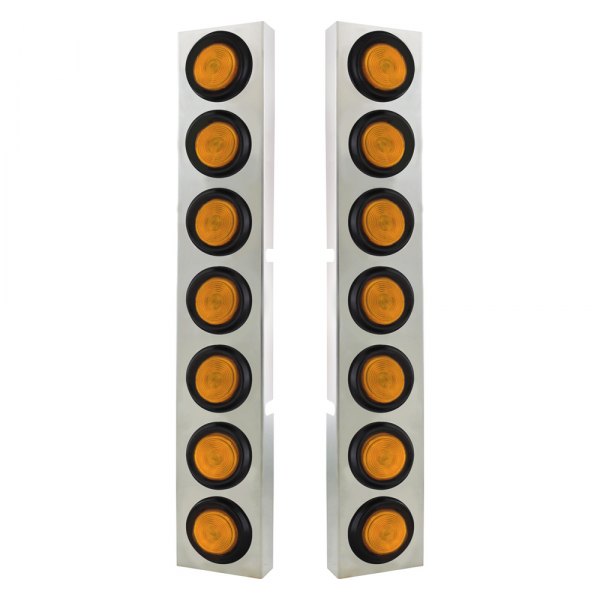 United Pacific® - Front Air Cleaner Chrome/Amber Parking Lights with 14 x 2" Flat Lights