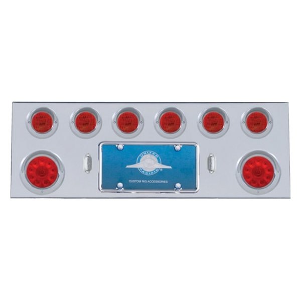 United Pacific® - LED Rear Center Panel with Two 10-LED 4" Lights and Six 13-LED 2.5" Lights and Visors