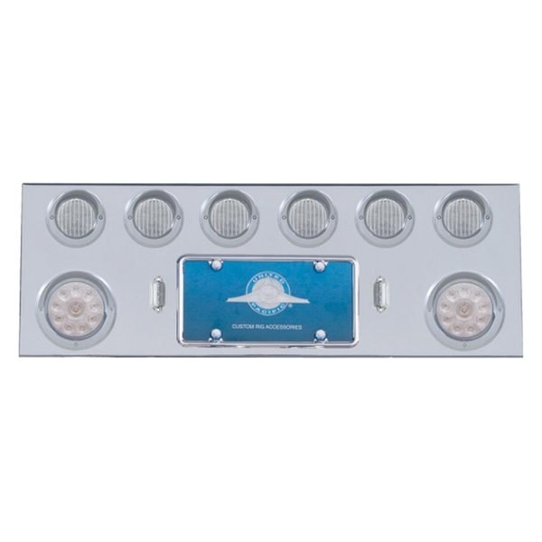 United Pacific® - LED Rear Center Panel with Two 10-LED 4" Lights and Six 13-LED 2.5" Lights and Visors