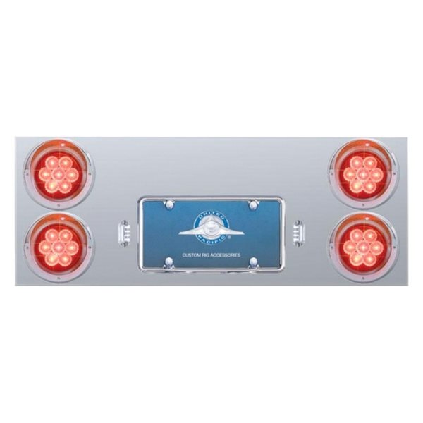 United Pacific® - LED Rear Center Panel with Four 7-LED 4" Reflector Lights and Visors