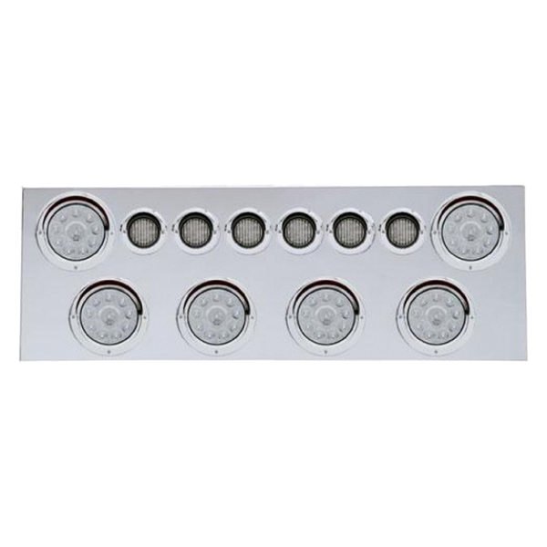 United Pacific® - LED Rear Center Panel with Six 10-LED 4" Lights and Six 9-LED 2" Lights and Visors