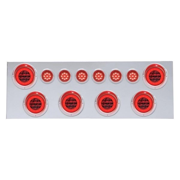 United Pacific® - LED Rear Center Panel with Six 21-LED 4" GloLight and Six 9-LED 2" GloLight and Visor