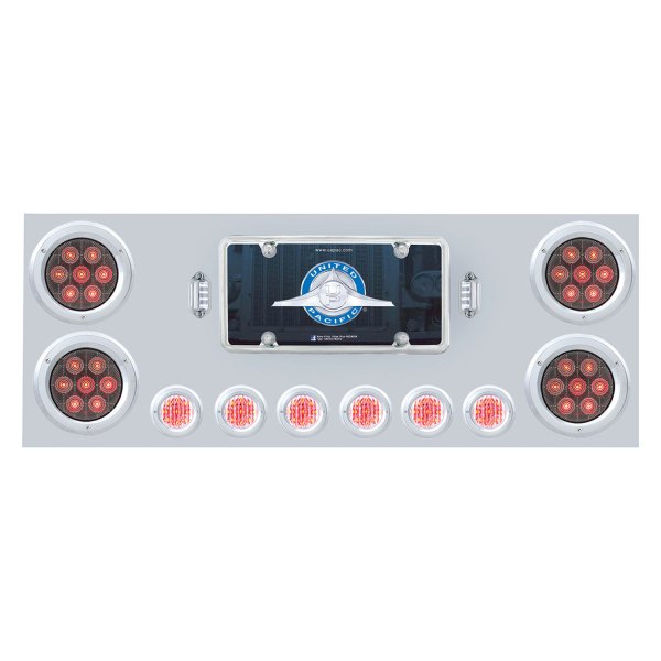 United Pacific® - Competition Series LED Rear Center Panel with Four 4" and Six 2" Lights and Bezel