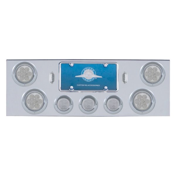 United Pacific® - LED Rear Center Panel with Four 4" Reflector Lights and Three 2.5" Lights and Visor