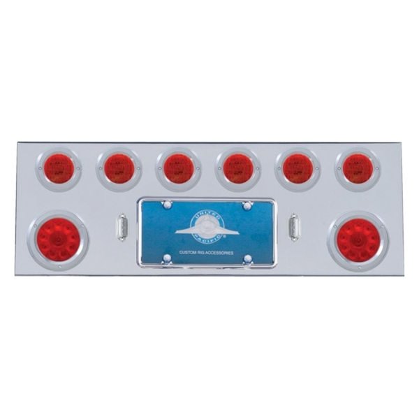 United Pacific® - LED Rear Center Panel with Two 10-LED 4" Lights and Six 13-LED 2.5" Lights and Bezels
