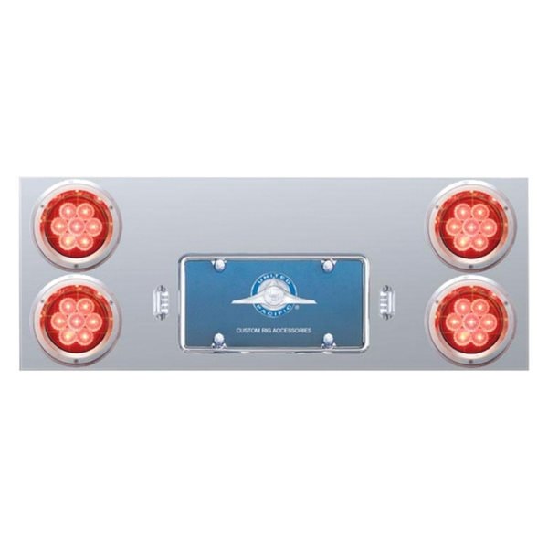 United Pacific® - LED Rear Center Panel with Four 7-LED 4" Reflector Lights and Bezels
