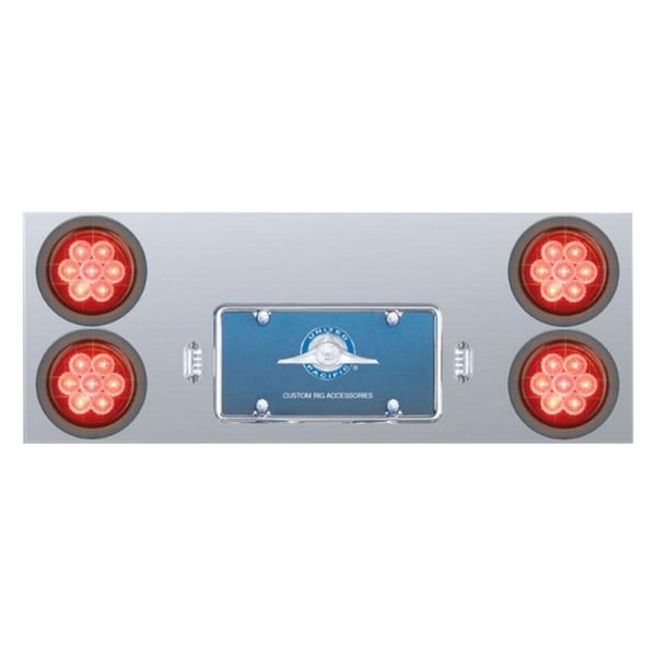 United Pacific® - LED Rear Center Panel with Four 7-LED 4" Reflector Lights and Grommets