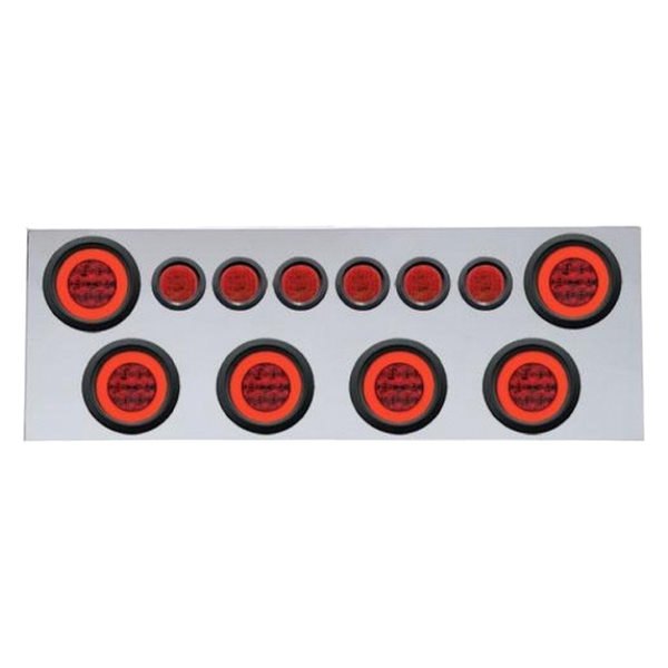United Pacific® - LED Rear Center Panel with Six 21-LED 4" GloLight and Six 9-LED 2" GloLight
