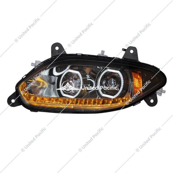 United Pacific® - Driver Side Black Halo Projector LED Headlight with Sequential Turn Signal