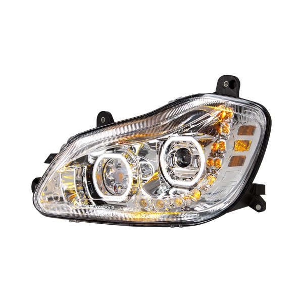 United Pacific® - Driver Side Chrome Halo Projector LED Headlight with Sequential Turn Signal, Kenworth T680