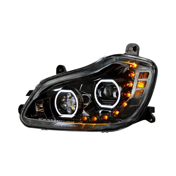 United Pacific® - Driver Side Black Halo Projector LED Headlight with Sequential Turn Signal, Kenworth T680