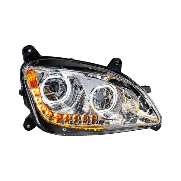 United Pacific® - Passenger Side Chrome Halo Projector LED Headlight with Sequential Turn Signal