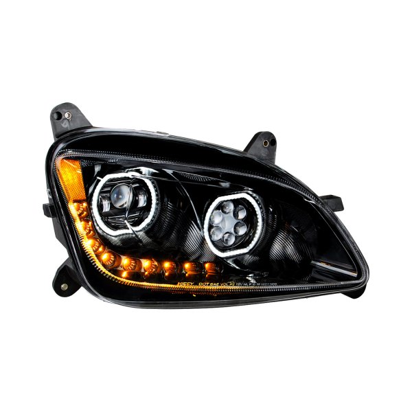 United Pacific® - Passenger Side Black Halo Projector LED Headlight with Sequential Turn Signal