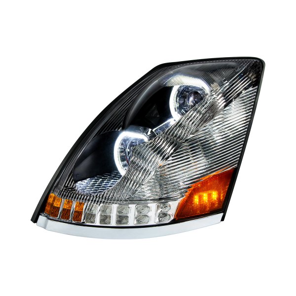 United Pacific® - Driver Side Chrome Halo Projector LED Headlight with Sequential Turn Signal