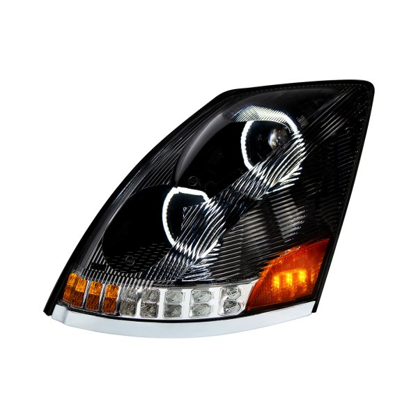 United Pacific® - Driver Side Black Halo Projector LED Headlight with Sequential Turn Signal