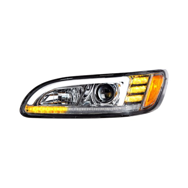 United Pacific® - Driver Side Chrome DRL Bar Projector Headlight with Sequential LED Turn Signal