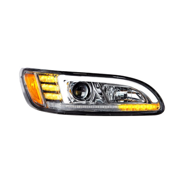 United Pacific® - Passenger Side Chrome DRL Bar Projector Headlight with Sequential LED Turn Signal