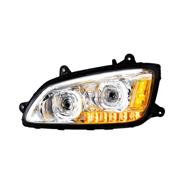 United Pacific® - Driver Side Chrome Projector LED Headlight with Turn Signal/Position Light, Kenworth T660