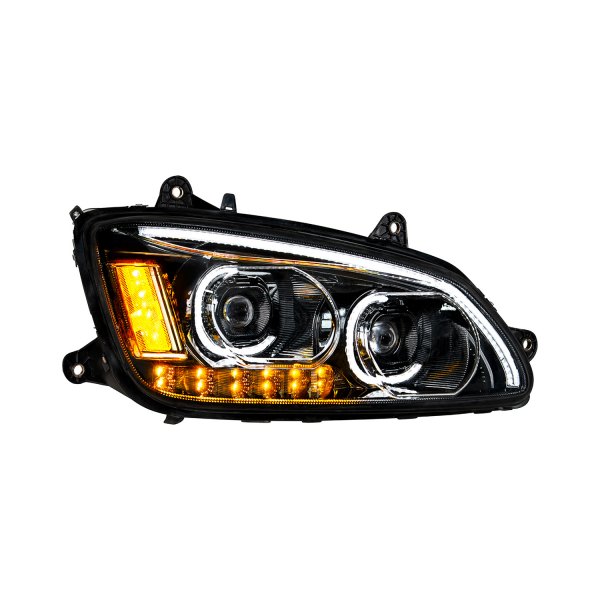United Pacific® - Passenger Side Black Projector LED Headlight with Turn Signal/Position Light, Kenworth T660