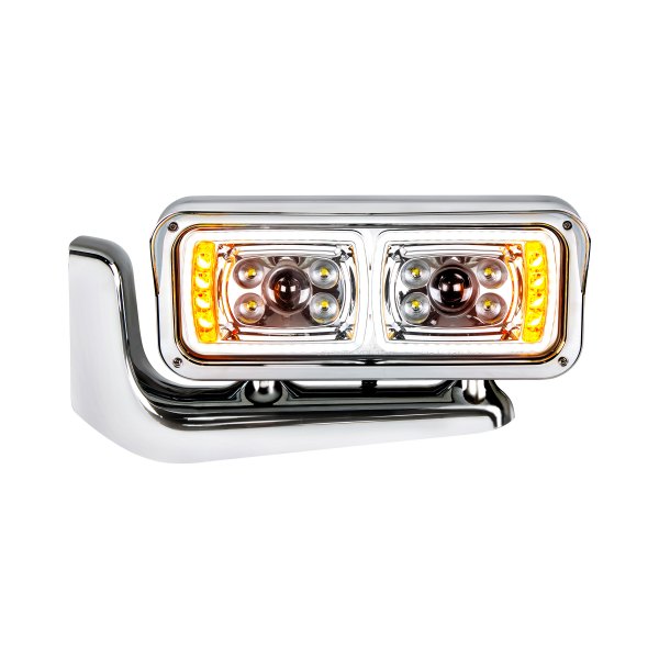 United Pacific® - Driver Side Chrome Halo Projector LED Headlight with Turn Signal/Position Light, Peterbilt 379