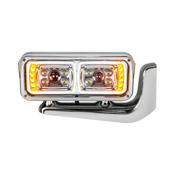 United Pacific® - Passenger Side Chrome Halo Projector LED Headlight with Turn Signal/Position Light, Peterbilt 379